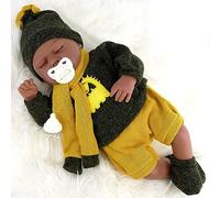 The Magic Toy Shop BiBi Doll 20-Inch Sleeping Reborn Baby Boy with Soft Body - Glorio Ethnic Lifelike Newborn in Green Outfit - Includes Dummy, Bottle, Birth Certificate & Gift Bag - Toy for Age 3+