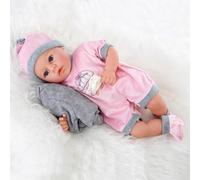 The Magic Toy Shop BiBi Doll Blush Realistic Baby Doll 18" - Soft Vinyl Baby for Girls & Boys with Interactive Sounds & Trendy Outfit - Newborn Girl for Kids 18 Months+