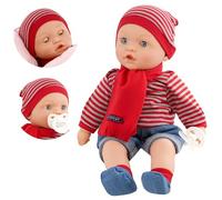 The Magic Toy Shop BiBi Doll Realistic Baby Doll with Sound Box - 16 Interactive Sounds, Blue Acrylic Eyes, Dummy, for Girls & Boys, Removable Outfit, 40 cm - Newborn for Toddlers 18+ Months