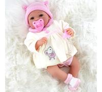 The Magic Toy Shop BiBi Doll Reborn Baby Doll with Open Eyes - 20 Inch Lily Realistic Baby with Dummy, Feeding Bottle & Birth Certificate - Lifelike Newborn Girl for Kids Age 3+