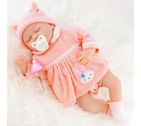 The Magic Toy Shop BiBi Doll Reborn Baby Girl - Realistic Rose with Closed Eyes, Pink Dress, Dummies, Bottles, Certificate - 20" Handmade Sleeping Girl Doll