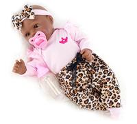 The Magic Toy Shop BiBi Doll Reborn Black Baby Girl Doll “Iris” 17 Inch - Realistic Newborn with Dummy, Bottle, Birth Certificate - Poseable Soft Body, Vinyl Limbs & Hand-Painted Details