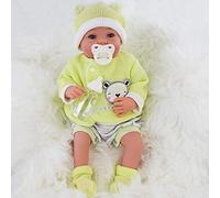 The Magic Toy Shop BiBi Doll Sunny Reborn Baby Boy Doll 20-Inch Realistic Lifelike Vinyl Newborn with Open Eyes, Dummy, Bottle & Birth Certificate - Blue Outfit for Girls and Boys Age 3+