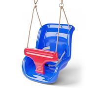 The Magic Toy Shop Blue Toddler Swing Seat with Harness & Adjustable Ropes