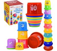 The Magic Toy Shop Building Beakers Nesting Cups Stacking Blocks Toddler Baby Bath Toy Teddy 11 Pcs