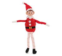 The Magic Toy Shop Christmas Elf 13.8"/35cm, Poseable Figure with Long Legs | Santa's little helper with soft body and vinyl head. Features flexible limbs. Fun holiday shelf displays for Xmas decor.