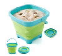 The Magic Toy Shop Collapsible Beach Bucket Toddlers Kids Water Sandpit Outdoor Foldable Blue Toy