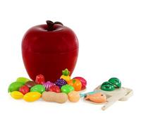 The Magic Toy Shop Fruit Cutting Toy Set - Apple Storage Case, Chopping Sounds, Cutting Tools & Plates, Plastic Fruit and Vegetables Toys - Role Play Food for Toddlers & Kids Kitchen Accessories