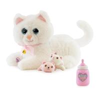 The Magic Toy Shop Interactive Cat Toy with Kittens & Milk Bottle - White Plush Toy Cat, Singing & Talking Sounds, Voice Recorder, Empathy-Boosting Play - Interactive Pets for Kids & Family Fun