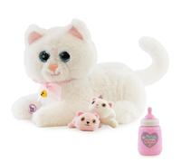 The Magic Toy Shop Interactive Cat with 2 Kittens Plush Toy for Kids Sounds Recorder Milk Bottle