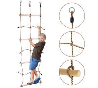 The Magic Toy Shop Kids Climbing Net Sturdy Structure Rope Double Ladder for Outdoor Playground Fun