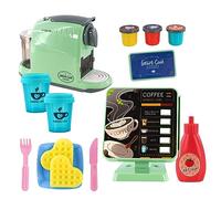 The Magic Toy Shop Kids Coffee Machine Toy Playset with Till - Battery Operated, Dispenses Water, Realistic Sounds, Play Food & Capsules - Role Play Kitchen Accessories for Boys & Girls 3+