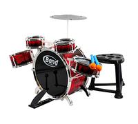 The Magic Toy Shop Kids Drum Kit - Red & Black Junior Jazz Percussion Set with Stool, Pedal, Sticks, 5 Drums, 1 Cymbal - Beginner Musical Instruments for Boys & Girls 3+