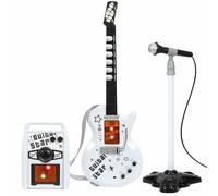 The Magic Toy Shop Kids Electric Guitar with Amplifier & Adjustable Microphone Stand - 6 String Musical Instrument with Flashing Lights & Melodies - Rock Star Music Toys for Boys & Girls Aged 3+