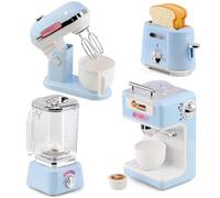 The Magic Toy Shop Kids Kitchen Appliances Set with Lights & Sounds - Working Toaster, Interactive Blender, Coffee Machine & Mixer - Pretend Cooking Accessories for Breakfast Role Play, Ages 3+