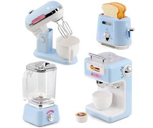 The Magic Toy Shop Kids Kitchen Appliances Set with Lights & Sounds - Working Toaster, Interactive Blender, Coffee Machine & Mixer - Pretend Cooking Accessories for Breakfast Role Play, Ages 3+
