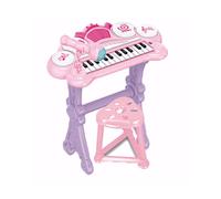 The Magic Toy Shop Kid's Pink Electronic Keyboard With Microphone & Stool