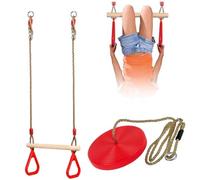 The Magic Toy Shop Kids Swing Set Consisting Of Trapeze Bar & Round Swing Seat/Button for Kids Outdoor Play Equipment Playground Equipment Climbing Frame Accessories For Kids