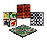 The Magic Toy Shop Magnetic Travel Board Games Set of 4 Chess Ludo Snakes and Ladders Draughts Game