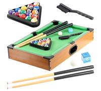 The Magic Toy Shop Mini Pool Table Set - Compact Tabletop Billiard Board with 2 Cues, 16 Balls, Triangle, Chalk - Indoor Arcade Games for Kids, Family Snooker Tournaments