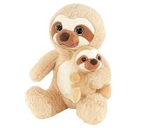 The Magic Toy Shop Mum and Baby Sloth Teddy 23cm / 9" - Big Sparkly Eyes, Super Soft Plushie, Cuddly Stuffed Animal - Soft Toys Animals, Sloth Plush Toy