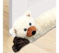 The Magic Toy Shop Novelty Draught Excluder Cushion, Cream Cat - Cute Animal Themed Draft Stopper for Doors - Under Door Wind Blocker Guard for Cold Air, Noise, Light & Dust Protection