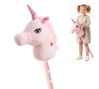 The Magic Toy Shop Pink Unicorn Hobby Horse On A Stick With Galloping Sounds Plush Toy For Kids