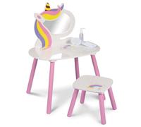 The Magic Toy Shop Princess Kids Vanity Table Girls Dressing Table With Stool Mirror Playset Toy Children Makeup Table
