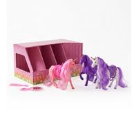 The Magic Toy Shop Set Of 3 Large Flocked Toy Magic Unicorn Play Figures In Stable Play Set
