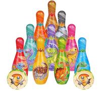 The Magic Toy Shop Soft Bowling Set & Dinosaur Themed Skittles Game - Carnival Games, Educational Indoor & Outdoor Toys for Kids & Toddlers, Boys & Girls, Ages 3 Years+