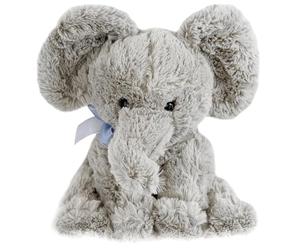 The Magic Toy Shop Soft Elephant Teddy Bear with Ribbon, Grey, 28cm - Cute Face and Shiny Eyes - Cuddly Plush Toy for Newborns, Safe from Birth - Great for Christenings, Birthdays and Valentine’s Gift