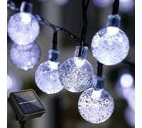 The Magic Toy Shop LED Solar Powered String Lights Crystal Ball/Raindrop Outdoor Tree Decoration String Lights (Crystal Balls White - 30 LED)
