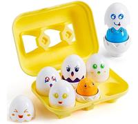 The Magic Toy Shop Squeaky Matching Eggs Toy - Colour & Shape Sorter Puzzle in Carton with 6 Squeaky Chicks for Motor Skills, Sensory Learning & Easter Gifts for Babies & Toddlers