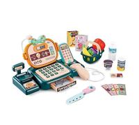 The Magic Toy Shop Toy Till Cash Register with Scanner for Kids, 22 Pcs - Working Calculator, Mic, Lights & Sounds, Supermarket & Play Shop Accessories - Educational Role Play Toys for 3 Year Old+