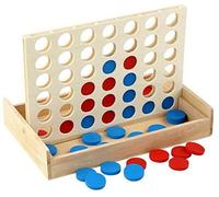 The Magic Toy Shop Wooden 4 in a Row Game - Classic Natural Finish Strategy Board Game - Portable & Travel Friendly with Integrated Storage, Great for 2 Players, Kids, Adults, & Family Fun, Ages 3+