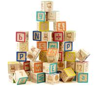 The Magic Toy Shop Wooden ABC 123 Block Set 40 Pcs Alphabet Number Block Set Kids Educational Toys