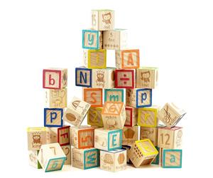 The Magic Toy Shop Wooden ABC Blocks & Number Block Set 40 Pcs - Early Learning Educational Toys, Alphabet Letters, Shapes, Animals, Storage Bag - Great for Toddler Stacking Games, 18 Months+
