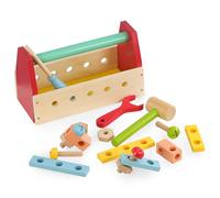 The Magic Toy Shop Wooden Kids Tool Set - 17 Pcs Kids Tool Box with Accessories, Building & Construction Toys, Toddler Activities, Early Learning & Development for Toddlers, Boys & Girls 18 Months+
