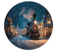 The Magical Christmas Train Arrives at The Village And Train Station,Rätsel Für Erwachsene 1000pcs (67.5x67.5cm),Herausforderungsspiele