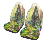 The magical Easter path Car Seat Covers Front Seats Only for Women Men Seat Covers w/Organizer Pocket for SUV Truck Sedan Cars