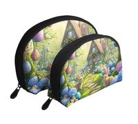 The Magical Easter Path Printed Makeup Bags 2-Piece Portable Shell Travel Toiletry Bag