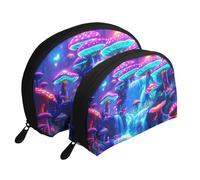 The Magical Mushroom Forest Glows Printed Makeup Bags 2-Piece Portable Shell Travel Toiletry Bag