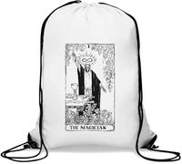 The Magician 1 Skeleton Goblet Black Tarot Card Gym Sack Casual Drawstring Bag White
