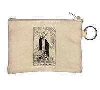 The Magician 1 Skeleton Goblet Black Tarot Card Key Chain Coin Purse Beige