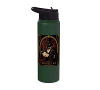 The Magician Black Cat Art Deco Murder Mystery Stainless Steel Insulated Water Bottle