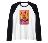 The Magician Skeleton Tarot Card Design Raglan Baseball Tee