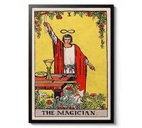 The Magician Tarot, Vintage Spiritual Wall Art Print, Magic Mythical Fantasy Poster Decor, Unique Gift Idea, Archival Matte, A2 (Framed) - 59.4x42cm