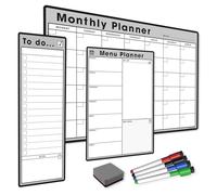 The Magnet Shop #1 Magnetic Whiteboard Planner Pack/Custom Dry Erase Set - Weekly Planner, My List, Monthly Calendar, 4 Dry Wipe Marker Pens, Eraser (Grey, Bundle 2)