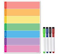 The Magnet Shop A3 Magnetic Weekly Planner and Organiser - Fully Customisable Whiteboard for Family/Business Task and Meal Planning - with Free Pen (Multi-Coloured 4 Pen, A3)