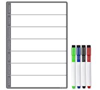 The Magnet Shop A3 Magnetic Weekly Planner and Organiser - Fully Customisable Whiteboard for Family/Business Task and Meal Planning - with Free Pen (Standard Grey 4 Pen, A3)
